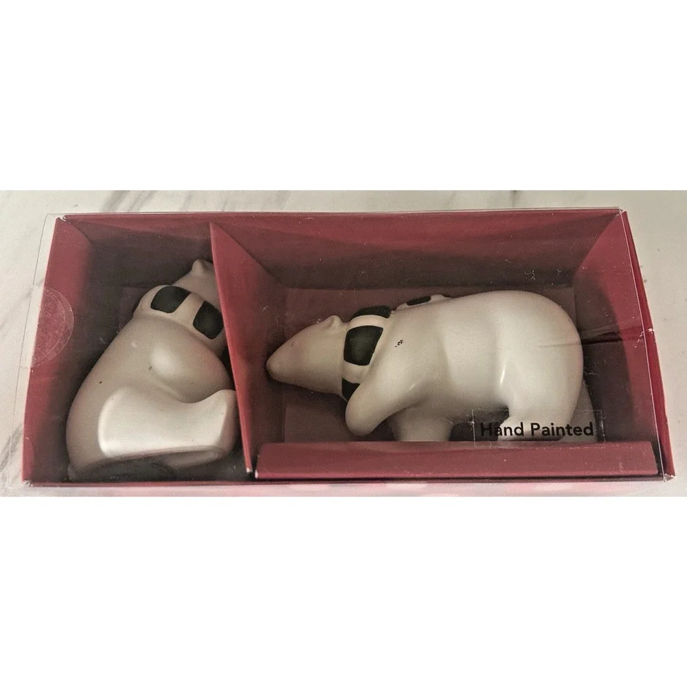 Polar Bear Bears Salt & Pepper Shakers Ceramic St. Nicholas Square New!‎ BxY